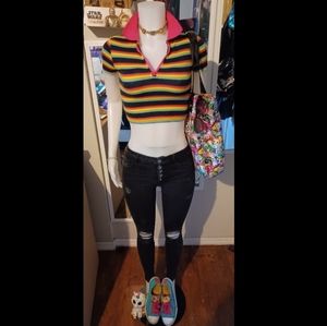 A-Lab Rainbow Stripe Crop Top